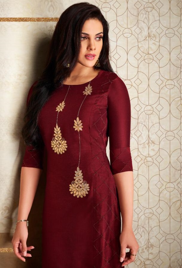 Tips And Tops Lakhnavi Embroidery Designer Long Kurti Collection Catalog