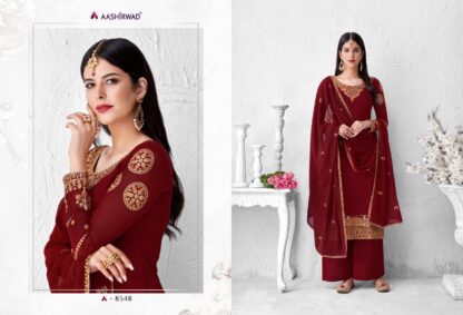 AASHIRWAD SAFFRON 8348 RED DESIGNER SUITS IN SINGLE