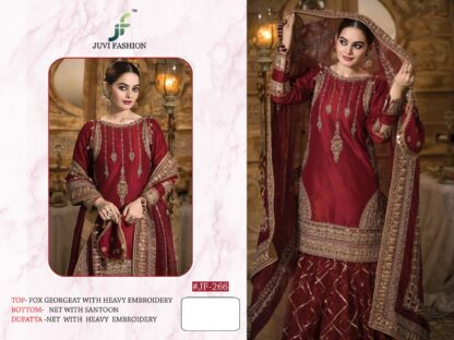 JUVI FASHION JF 266 RED PAKISTANI SUITS AT WHOLESALE PRICE