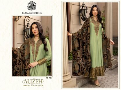 RUMAISA FASHION RF 107 ALIZEH GREEN PAKISTANI SUITS