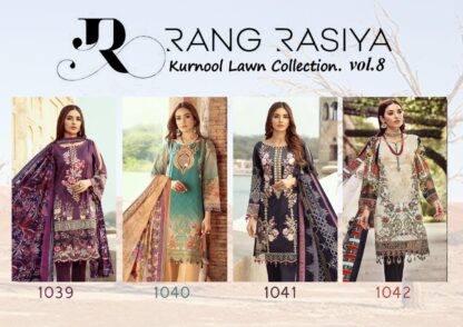 RANG RASIYA KURNOOL LAWN COLLECTION VOL 8 1039 KARACHI SUITS IN SINGLE