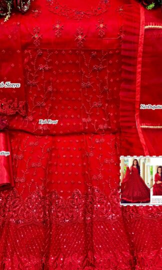 RAMSHA FASHION R 256 A RED PAKISTANI SUITS COLLECTION