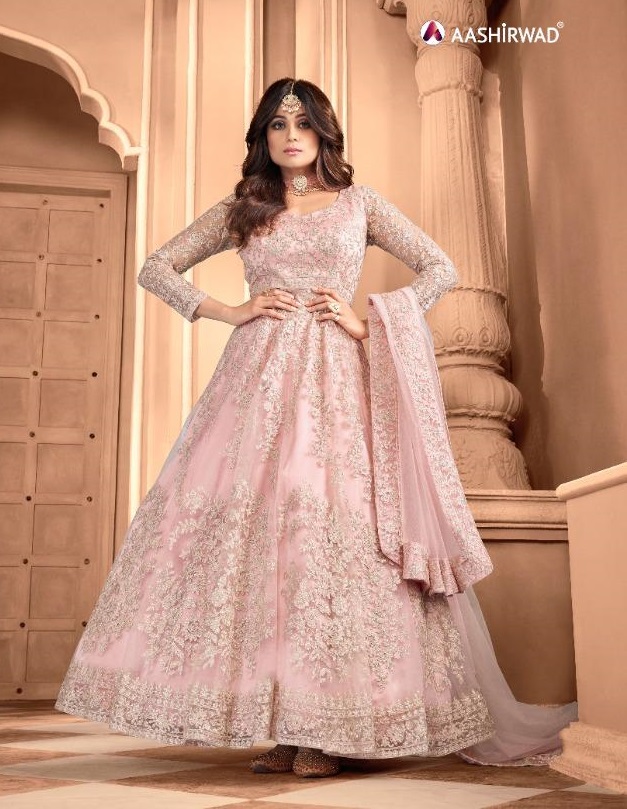 Buy Aashirwad Gulkand Imara 9320 Series Georgette Designer Long gown suits  collection.