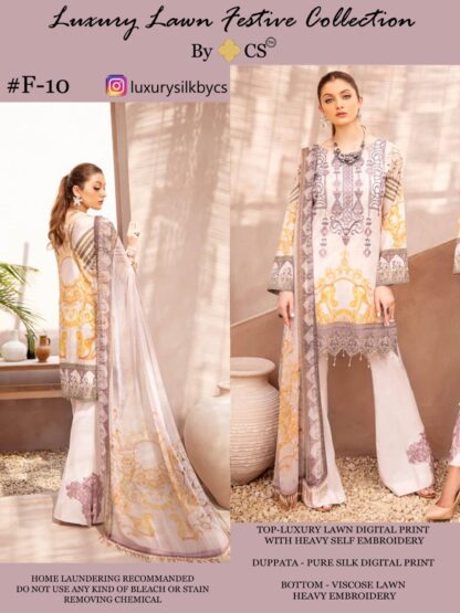 CS LUXURY LAWN VOL 3 F 10 PAKISTANI SUITS IN SINGLE