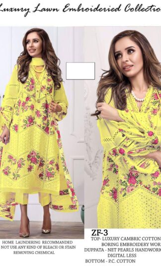 LUXURY LAWN EMBROIDERIED COLLECTION ZF 3 PAKISTANI SUITSLUXURY LAWN EMBROIDERIED COLLECTION ZF 3 PAKISTANI SUITS