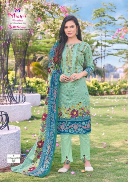 MISHRI CREATION LAWN COTTON VOL 6 6001 TO 6010 SALWAR KAMEEZ WHOLESALER - Image 8