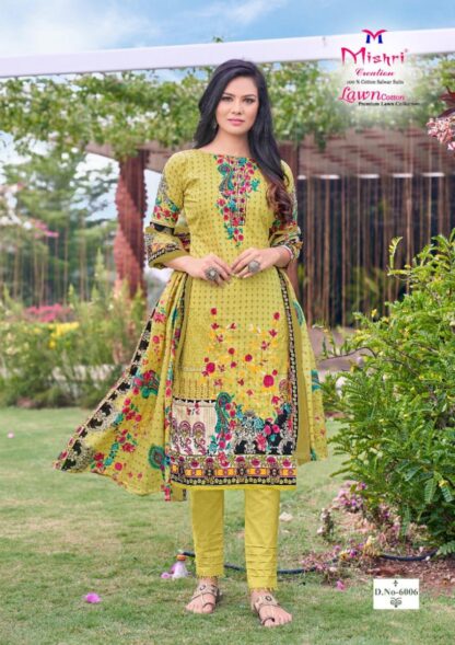 MISHRI CREATION LAWN COTTON VOL 6 6001 TO 6010 SALWAR KAMEEZ WHOLESALER - Image 11