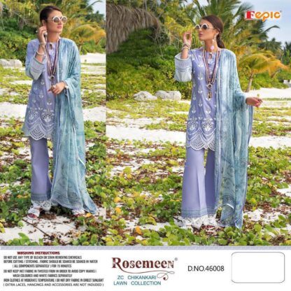 FEPIC ROSEMEEN ZC CHIKANKARI LAWN COLLECTION 46008 PAKISTANI SUITS COLLECTION