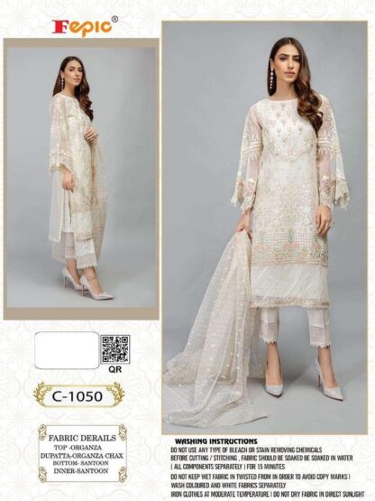 FEPIC ROSEMEEN C 1050 WHITE PAKISTANI SUITS LATEST COLLECTION