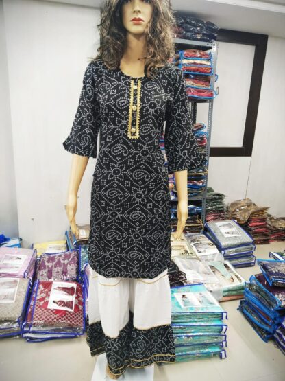 HIGH QUALITY RAYON KURTIS WITH SHARARA IN SINGLE