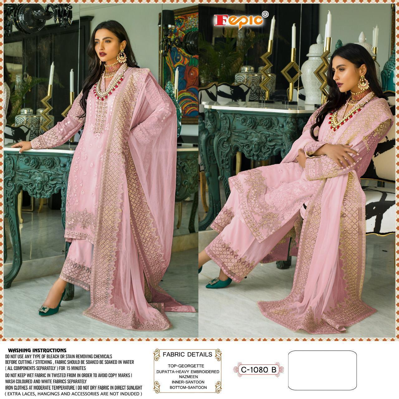 FEPIC ROSEMEEN C 1080 B PINK PAKISTANI DRESSES IN INDIA