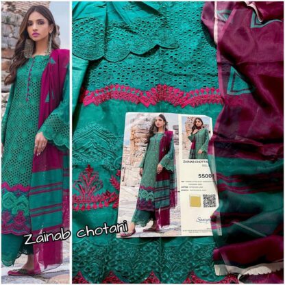 SANIYA TRENDZ ZAINAB CHOTTANI VOL 1 55001 PAKISTANI CHIKANKARI SUITS ONLINE