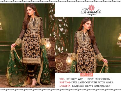 RAMSHA FASHION R 245 PAKISTANI EMBROIDERY SUITS AT WHOLESALE PRICE
