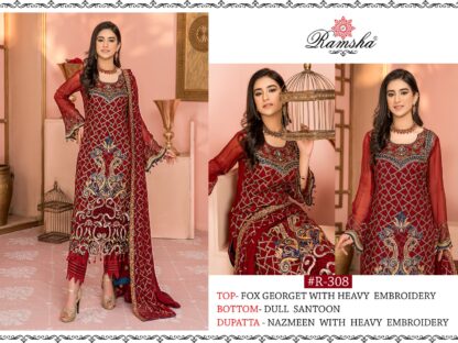 RAMSHA FASHION R 308 PAKISTANI SALWAR KAMEEZ BEST PRICE