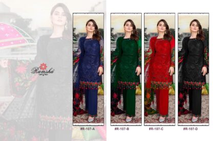 RAMSHA FASHION R 107 A PAKISTANI SUITS MANUFACTURER