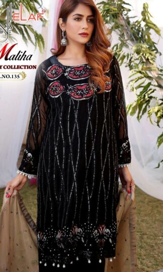 ELAF MALIHA LUXURY COLLECTION 135 BLACK SALWAR KAMEEZ WHOLESALER
