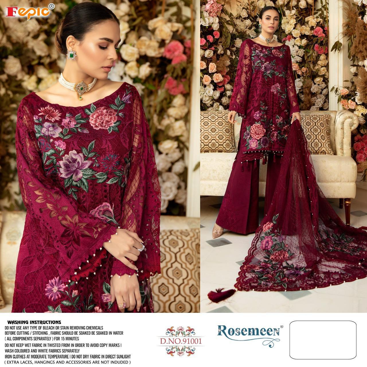 FEPIC ROSEMEEN 91001 RED PAKISTANI SUITS SUPPLIER