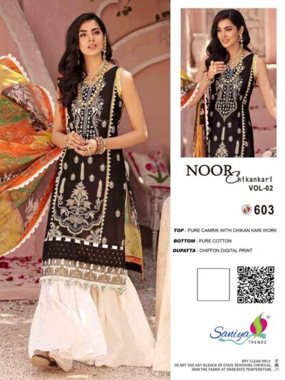 SANIYA TRENDZ NOOR CHIKANKARI VOL 42 603 BLACK PAKISTANI SUITS