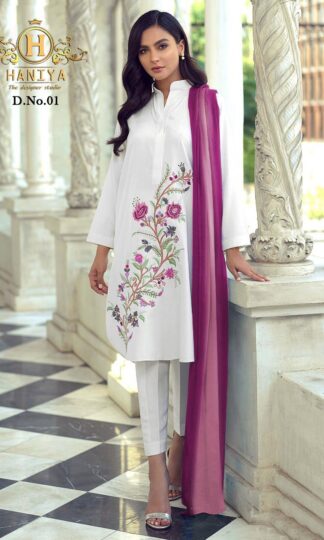 HANIYA DESIGNER STUDIO 01 WHITE KURTIS AT WHOLESALE PRICE