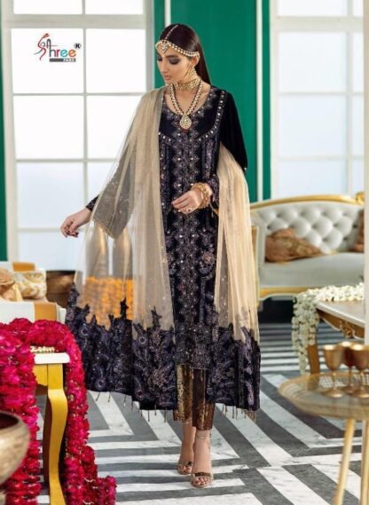 SHREE FABS NUREH VELVET COLLECTION 1913 PAKISTANI SUITS WHOLESALER