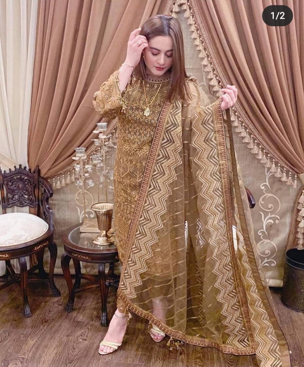 Maharani Golden Chanderi Suit | Ambraee