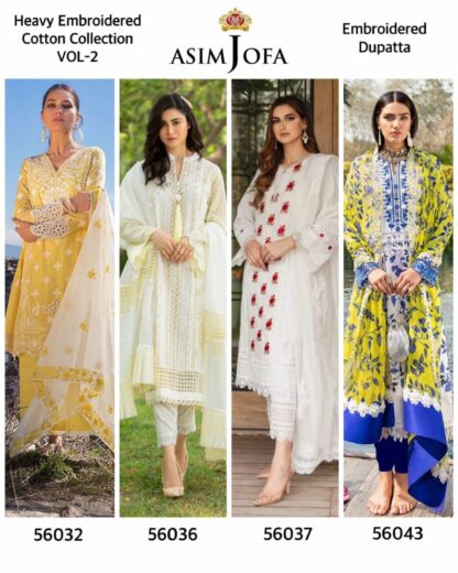 ASIM JOFA 56032 HEAVY EMBROIDERED COTTON COLLECTION VOL 2 YELLOW DRESSES