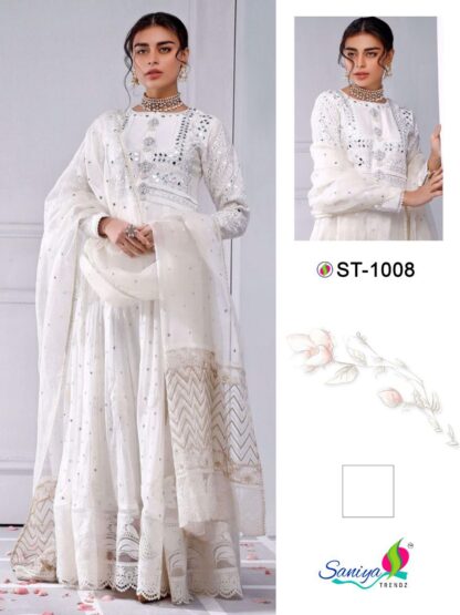 SANIYA TRENDZ ST 1008 WHITE GOWN WHOLESALE