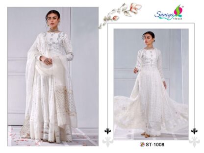 SANIYA TRENDZ ST 1008 WHITE GOWN WHOLESALE