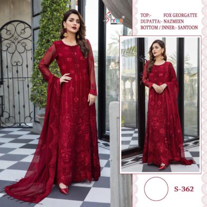 SHREE FABS S 362 RED PAKISTANI SUITS WHOLESALER HYDERABAD