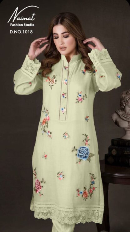 NAIMAT FASHION STUDIO NFS 1018 BERRY GREEN KURTIS WHOLESALER SURAT