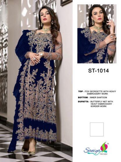 SANIYA TRENDZ ST 1014 SHADES GEORGETTE COLLECTION PAKISTANI SALWAR KAMEEZ WHOLESALER