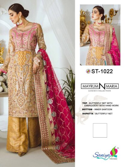 SANIYA TRENDZ 1022 MAYRUM N MARIA LUXURY COLLECTION PAKISTANI SUITS BEST PRICE