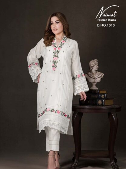 NAIMAT NFS 1010 WHITE PAKISTANI KURTIS WHOLESALER