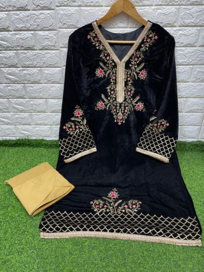 NAIMAT NFS 1022 BLACK VELVET READYMADE KURTIS AT WHOLESALE PRICE