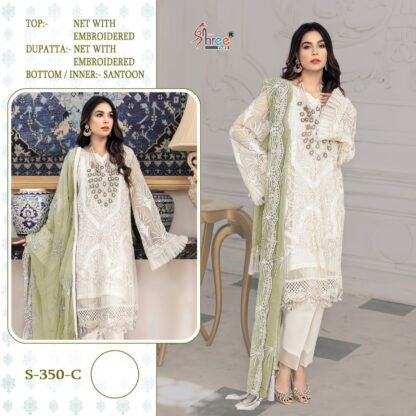 SHREE FABS 350 C PAKISTANI WHITE SUITS