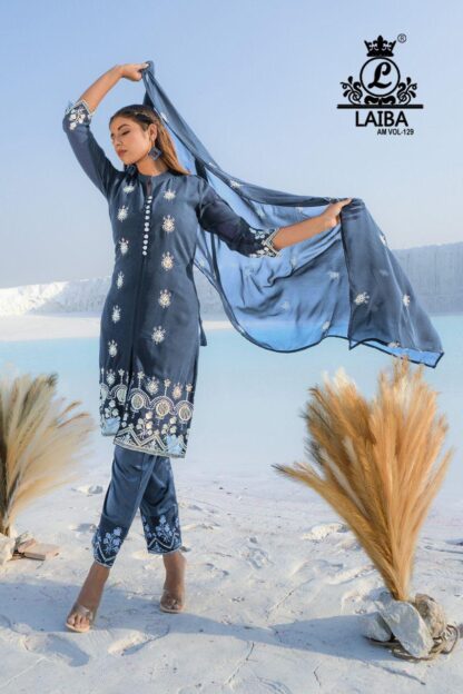 LAIBA AM VOL 129 PEOCOCK BLUE KURTIS ONLINE SHOPPING