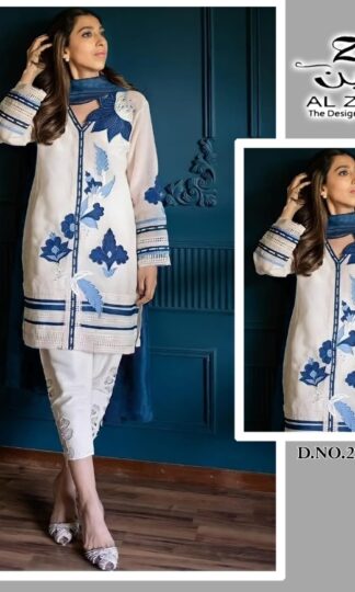 AL ZAIN 272703 WHITE AND BLUE PAKISTANI KURTIS ONLINE SHOPPINGAL ZAIN 272703 WHITE AND BLUE PAKISTANI KURTIS ONLINE SHOPPING
