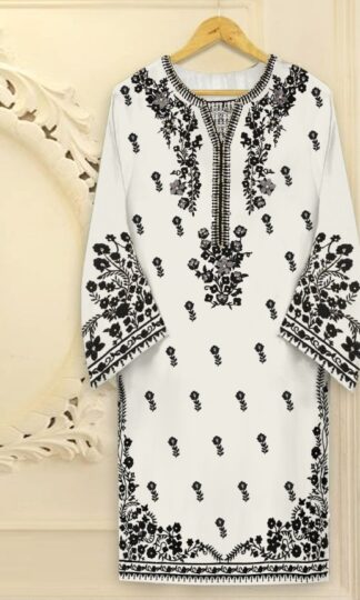 HALIMA CREATION HC 115 WHITE AND BLACK PAKISTANI KURTIS WHOLESALERHALIMA CREATION HC 115 WHITE AND BLACK PAKISTANI KURTIS WHOLESALER