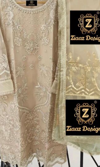 ZIAAZ DESIGNER NOOR LIGHT BEIGE VOL 2 DESIGNER PAKISTANI SUITS WITH PRICE
