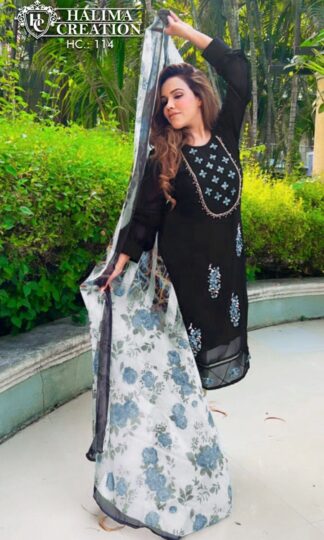 HALIMA CREATION HC 114 BLACK AND BLUE PAKISTANI KURTIS ONLINE SHOPPINGHALIMA CREATION HC 114 BLACK AND BLUE PAKISTANI KURTIS ONLINE SHOPPING