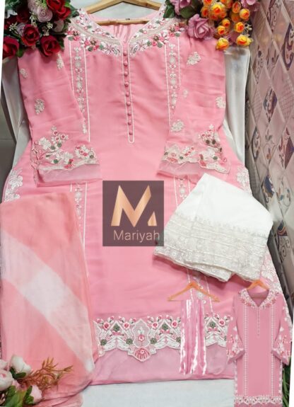 MARIYAH DESIGNER PINK PAKISTANI KURTIS ONLINE SHOPPING - Image 3