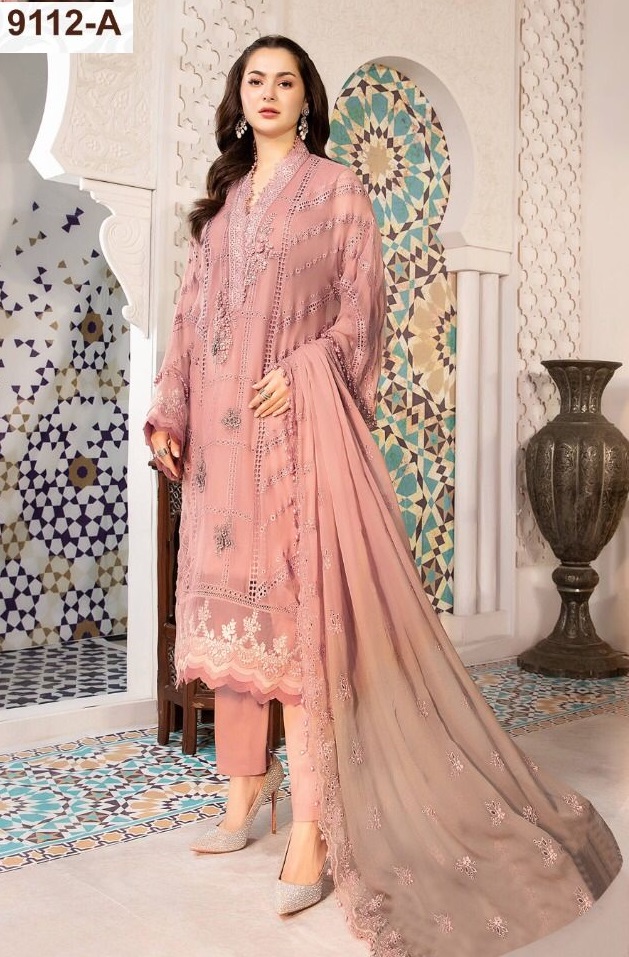 Buy Red Embroidery Work Georgette Pakistani Suit Online