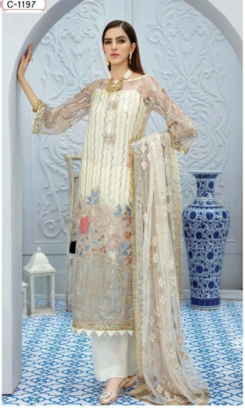 FEPIC ROSMEEN C 1197 FAUX GEORGETTE EMBROIDERED PAKISTANI SUITS ONLINE