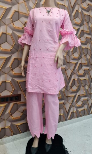 THE LIBAS COLLECTION PINK DESIGNER KURTI WITH FANCY PANT