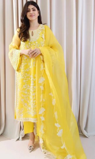 THE LIBAS COLLECTION 026 YELLOW INDIAN FULL STITCHED SALAWAR SUITS