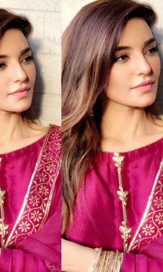 THE LIBAS COLLECTION ADPINK PINK PLATED KURTA WITH FLOWY DUPATTA
