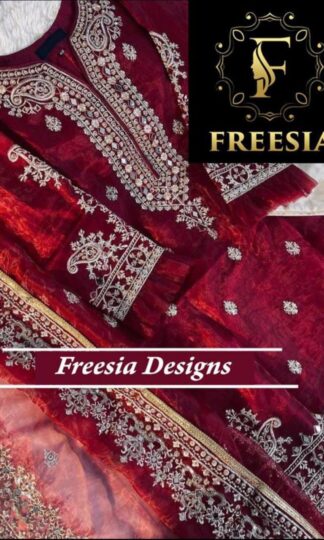 FREESIA DESIGNS RED SINGLE PIECE PAKISTANI SUITS ONLINE