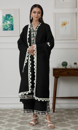AARSH 024 MASLIN BLACK PAKISTANI KURTIS LATEST COLLECTION