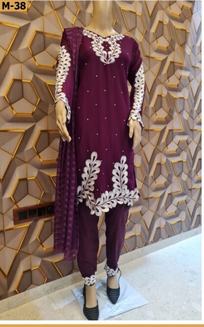 MARIYAH DESIGNER M 38 PURPLE READYMADE DESIGNER PAKISTANI KURTI