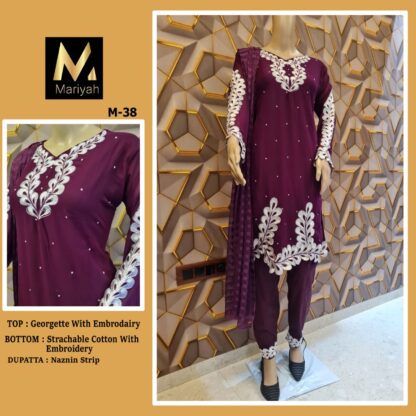 MARIYAH DESIGNER M 38 PURPLE READYMADE DESIGNER PAKISTANI KURTI - Image 3